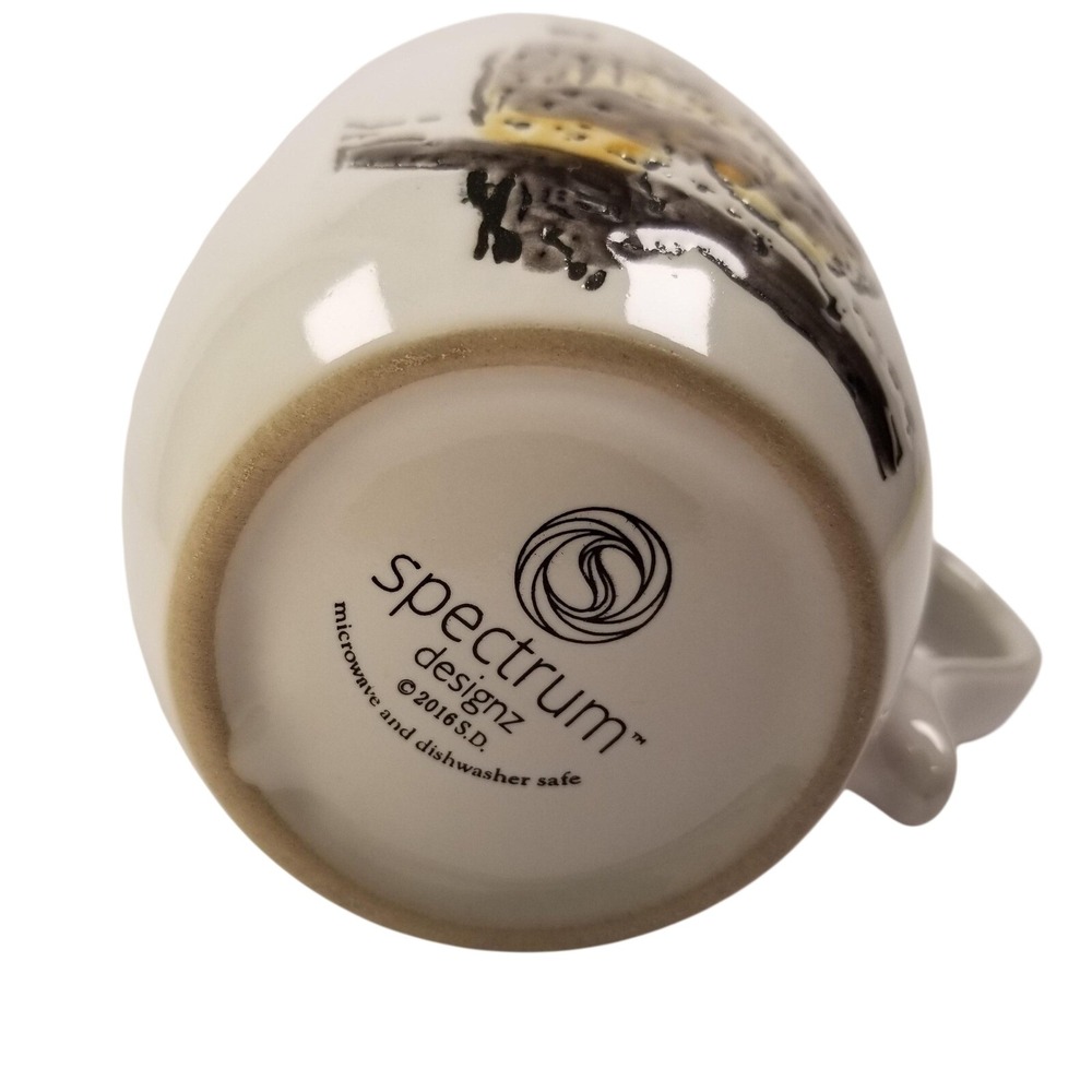 Spectrum Designz Owl Ceramic Coffee Mug White Brown‎ Yellow 16oz Bird Watcher - Picture 4 of 7